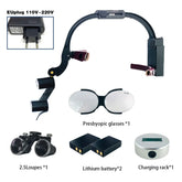 Dental 2.5X 3.5X Loupe Magnification Binocular Surgery Surgical Magnifier with Headlight LED Light Dentist Medical Loupes Lamp