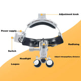 EXP Dental Magnifier Binocular Magnifier Focusing Headlight 2.5X 3.5X Adjustable Interpupillary Distance Optical Surgical Type