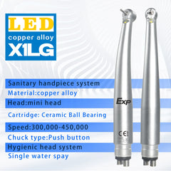 Exp LED Self-Lighting Dental High Speed Handpiece Mini Head Children's Turbine 2/4 Hole Ceramic Ball Bearing Dental Tool