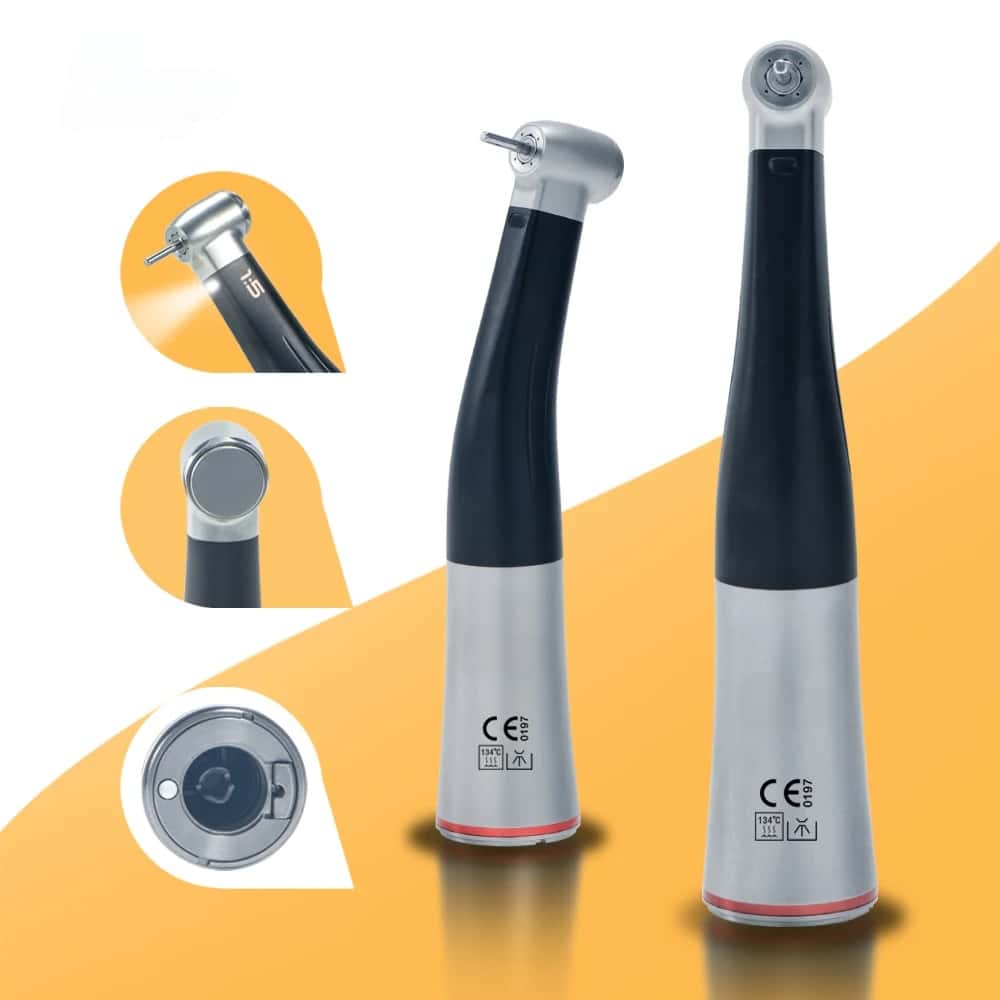 Dental 1:5 Fiber Otptic Handpiece Increasing Red Ring Contra Angle Internal Water Spray With LED For ISO E-type Motor Dentistry