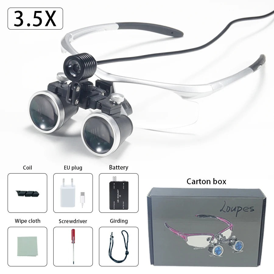2.5x420mm Dental Loupes Dental Lab Medical Loupes Dental Magnifier Dentists Black