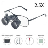 Dental Loupe Dental Lab Medical Loupe Dental Magnifier Dentists 2.5 3.5x420mm Metal Eyeglass Frame Fabric Box