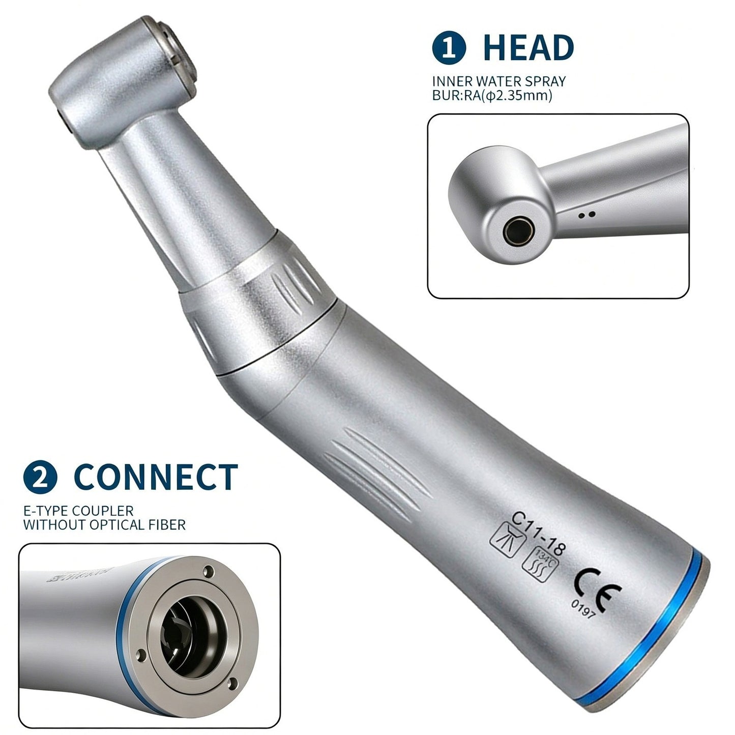 Dental Slow Speed Handpiece Inner Water Contra Angle/ Straight/ Air Motor 2/4-Hole