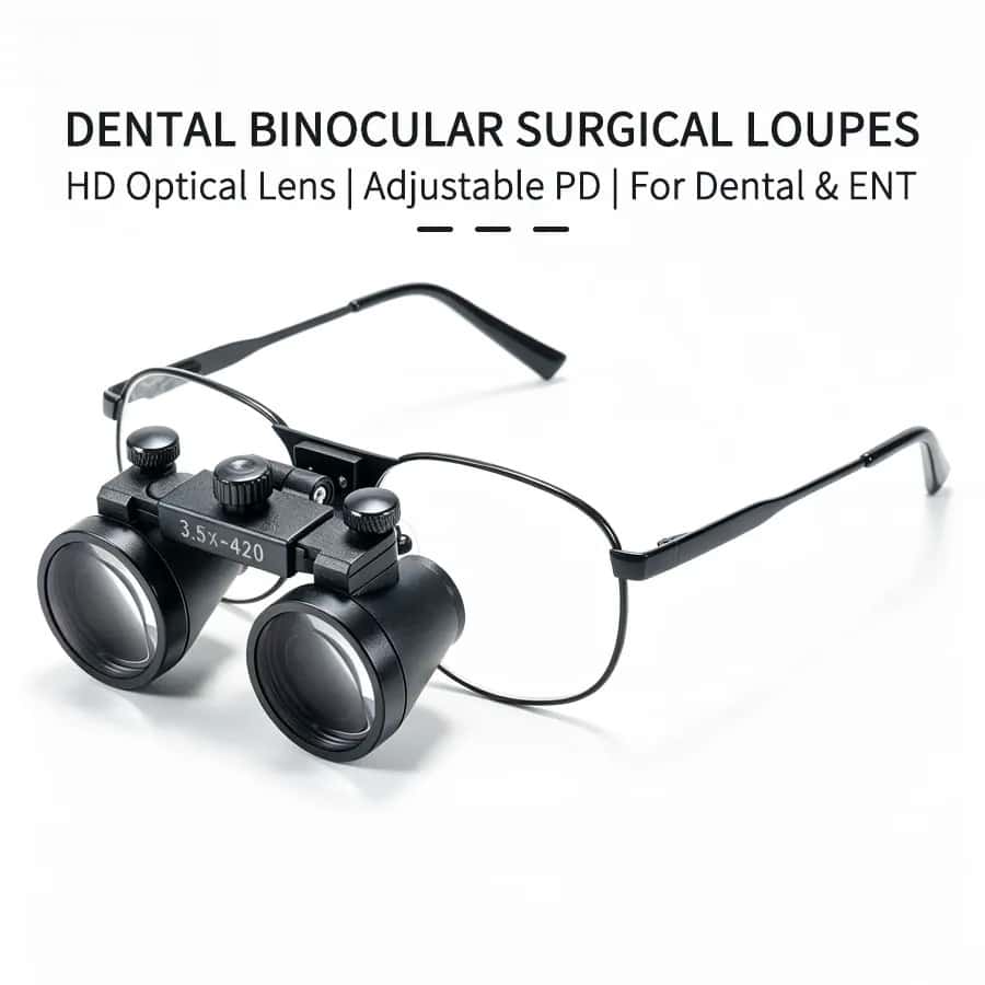 Dental Loupe Dental Lab Medical Loupe Dental Magnifier Dentists 2.5 3.5x420mm Metal Eyeglass Frame Fabric Box