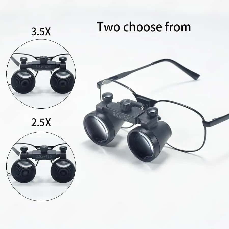 Dental Loupe Dental Lab Medical Loupe Dental Magnifier Dentists 2.5 3.5x420mm Metal Eyeglass Frame Fabric Box