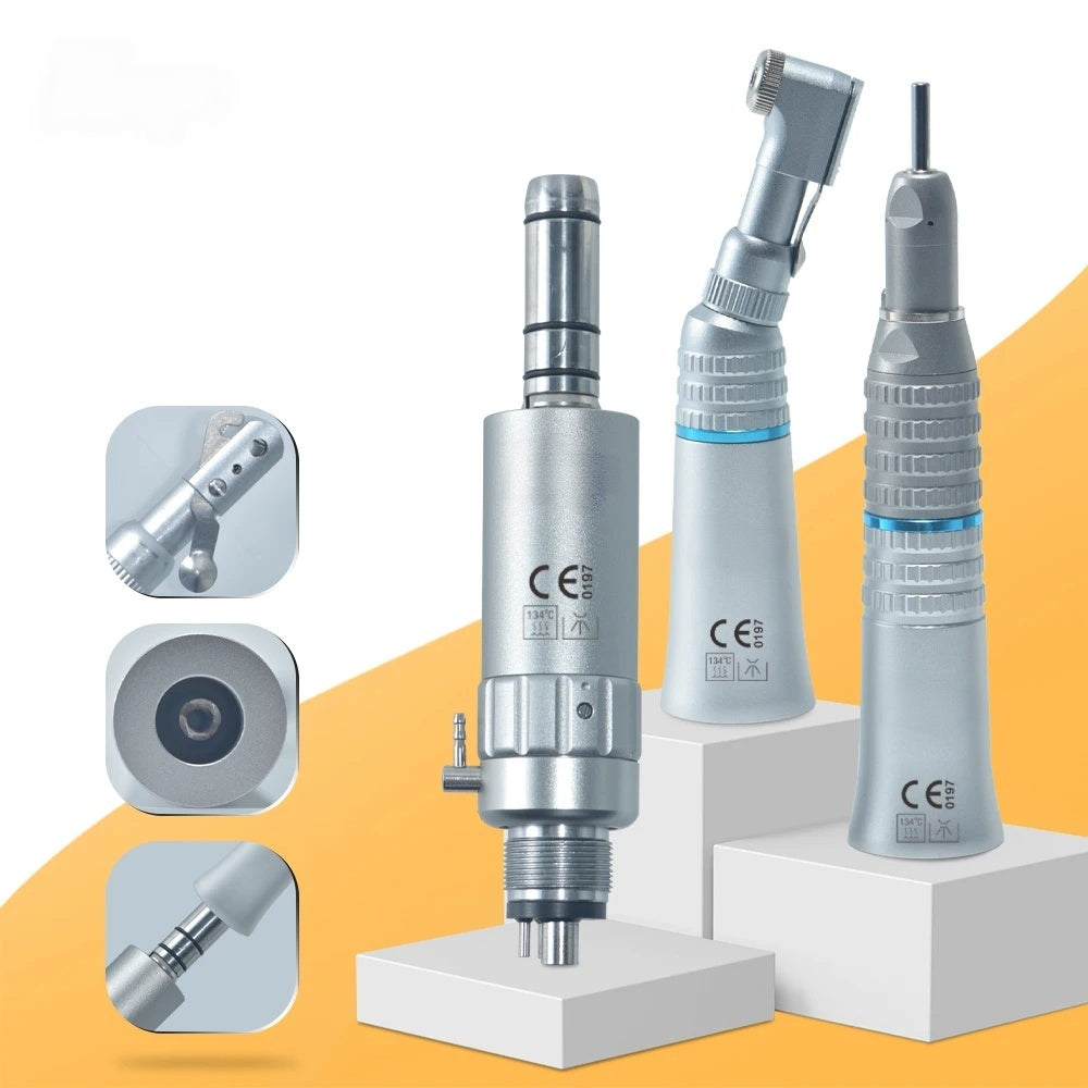 Dental Low Speed Handpiece Contra Angle Straight 2/4 Hole Air Motor Key Type External Water Spray