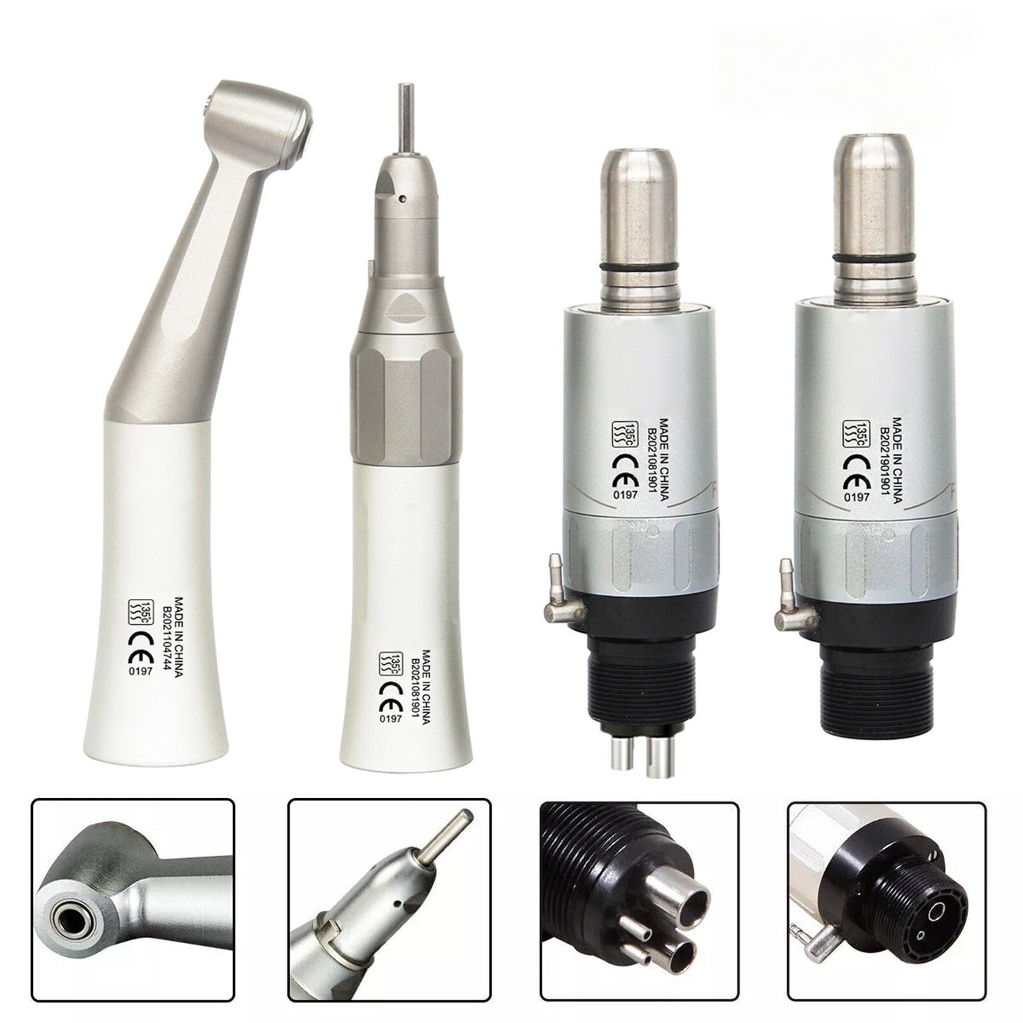 Dental Slow Low Speed Handpiece Straight Contra Angle Air Motor 4/2Holes