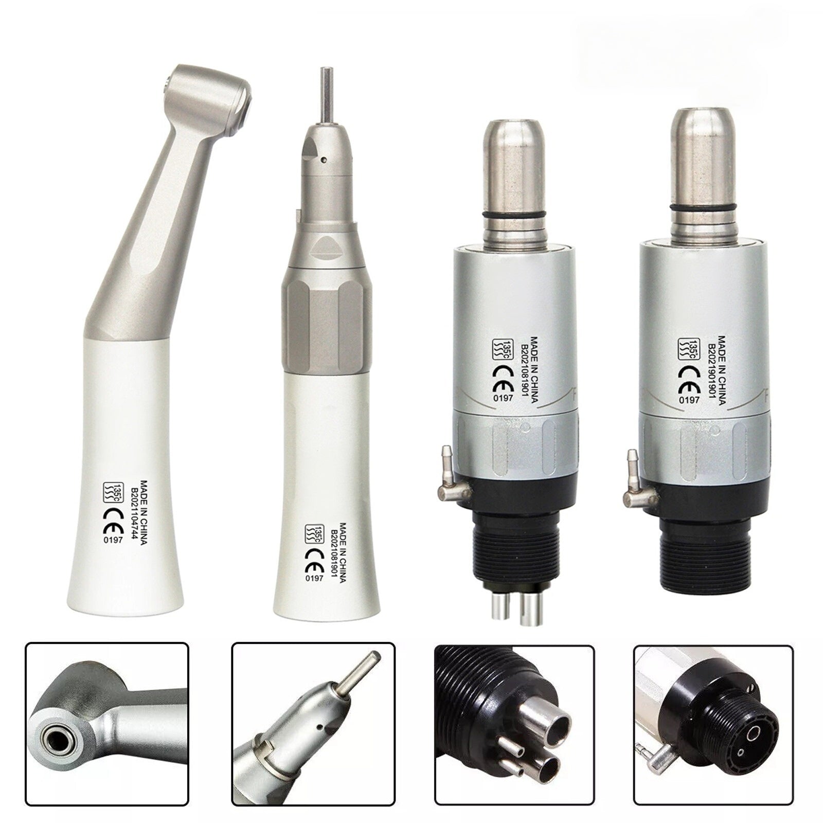 Dental Slow Low Speed Handpiece Straight Contra Angle Air Motor 4/2Holes