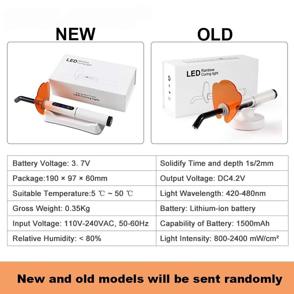 Dental Curing Light Lamp LED 1S Cure 3 Modes Curable Resin One second Cure Dentistry Equipment Photopolymerizer Lamp 2500mW/cm²