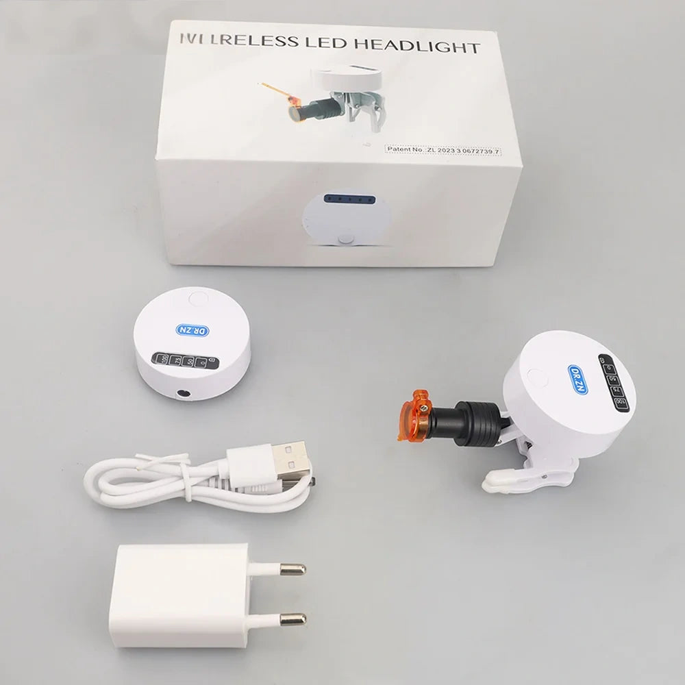 5W Wireless LED HeadLight With Rechargeable Two Batteries Adjustable Light For Dental Loupes Lab Medical MAgnifier Binocular