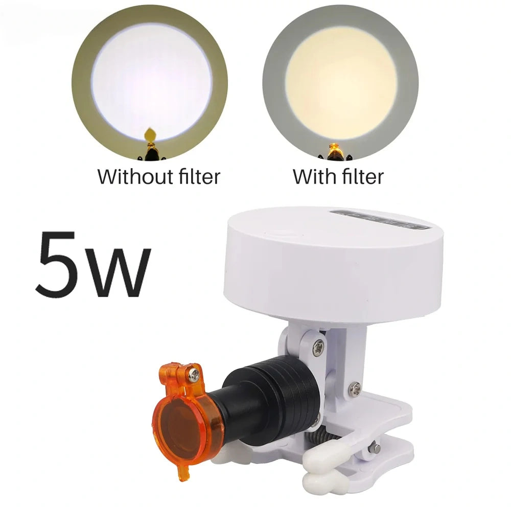 5W Wireless LED HeadLight With Rechargeable Two Batteries Adjustable Light For Dental Loupes Lab Medical MAgnifier Binocular
