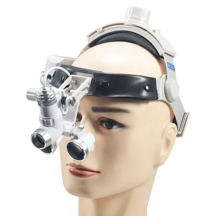 Dental Head-Mounted Binocular Magnifier with Adjustable Light Spot Size Lamp Dental Headlamp with Magnification for Precision Wo
