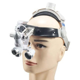 Dental Head-Mounted Binocular Magnifier with Adjustable Light Spot Size Lamp Dental Headlamp with Magnification for Precision Wo