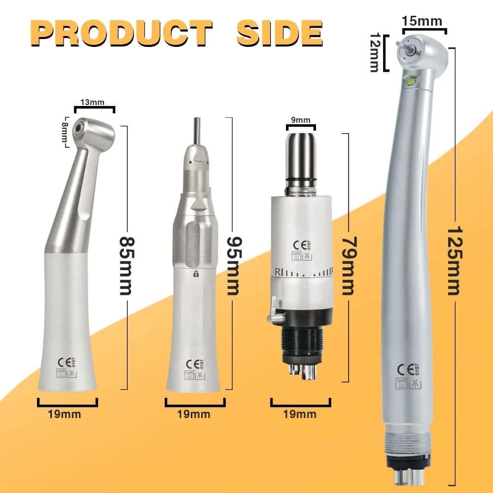 Dental LED Handpiece Kit Student Set with Light High Speed & External Waterway Low Speed Dental Tools Air Turbine 2/4 Hole