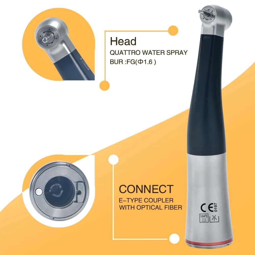 Dental 1:5 Fiber Otptic Handpiece Increasing Red Ring Contra Angle Internal Water Spray With LED For ISO E-type Motor Dentistry