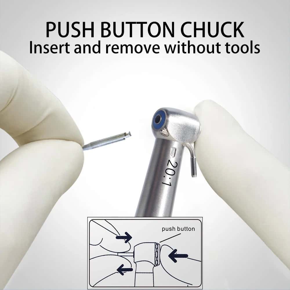 20:1 Contra Angle Low-Speed 20:1 Gear Ratio Handpiece Dental Implant Tool Can Be Sterilized at High Temperatures