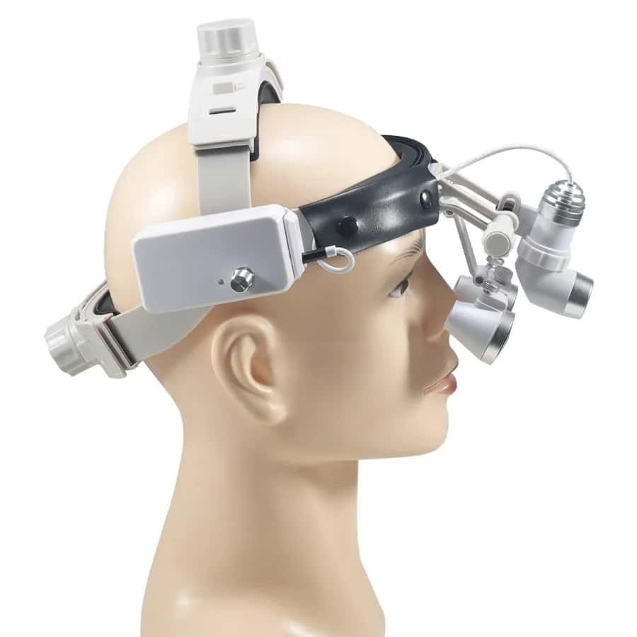 Dental Head-Mounted Binocular Magnifier with Adjustable Light Spot Size Lamp Dental Headlamp with Magnification for Precision Wo