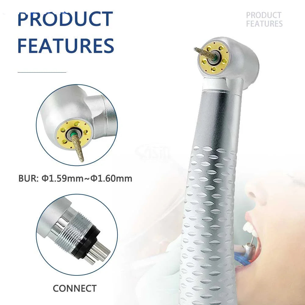 Dental High Speed 5 LED Handpiece Dentist Tips E-Generator Air Turbine B2 M4 Push Button 5 Water Spray Ceramic Rotor Tools