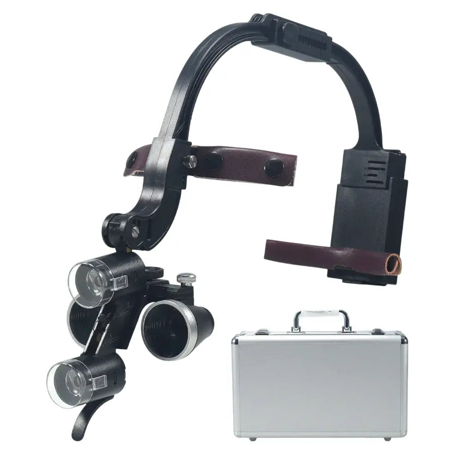 Binocular Dental Loupe Magnification 2.5X 3.5X Single Battery with LED Light Surgical Headlight for Dentist Medical Lamp