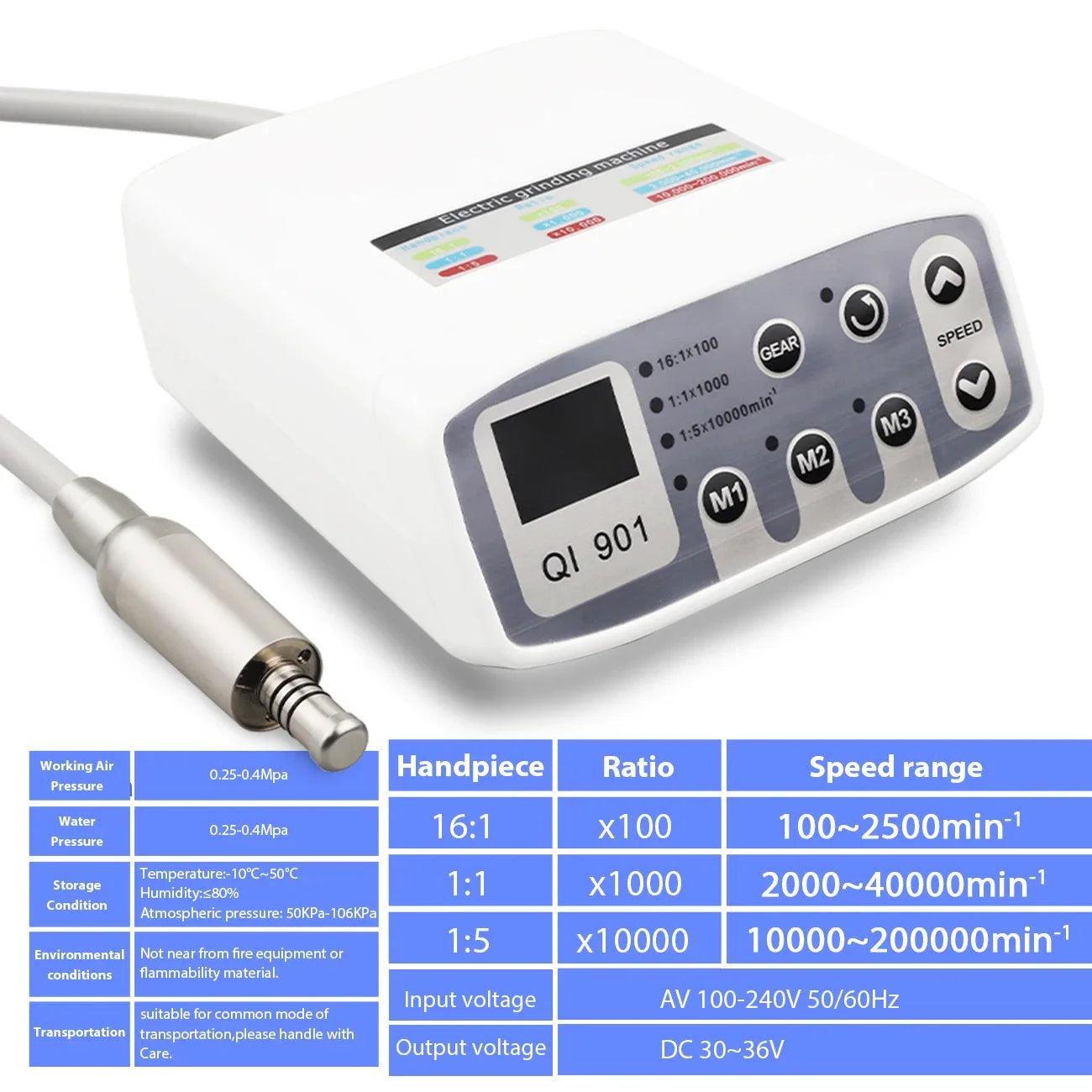 Dental Clinical Brushless LED Micro Motor Can Work With 1:5 1:1 16:1 Contra Angle Dentist Low Speed Handpiece Grading Machine