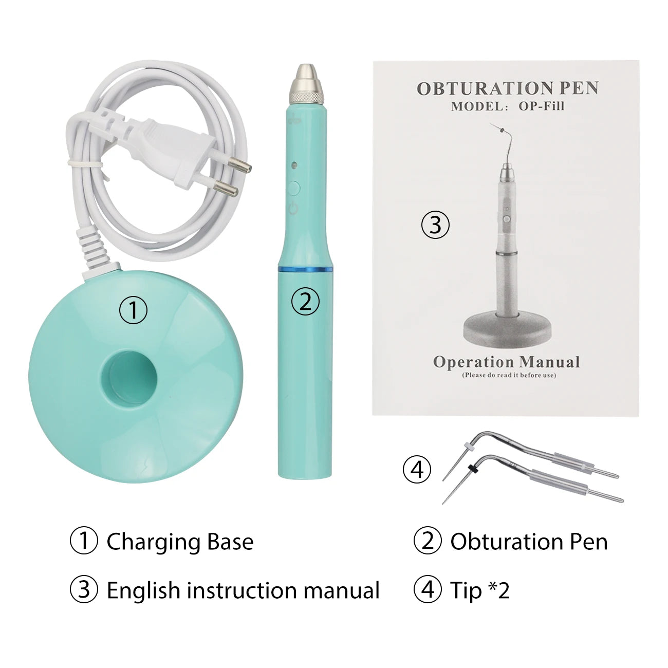 Dental Cordless Wireless Gutta Percha Obturation System Endo Heated Pen 2Tips Wireless for Root Canal Filling Obturation filling