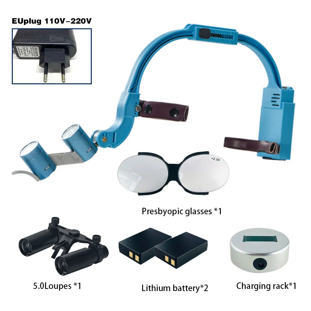 Dental 2.5X 3.5X Loupe Magnification Binocular Surgery Surgical Magnifier with Headlight LED Light Dentist Medical Loupes Lamp