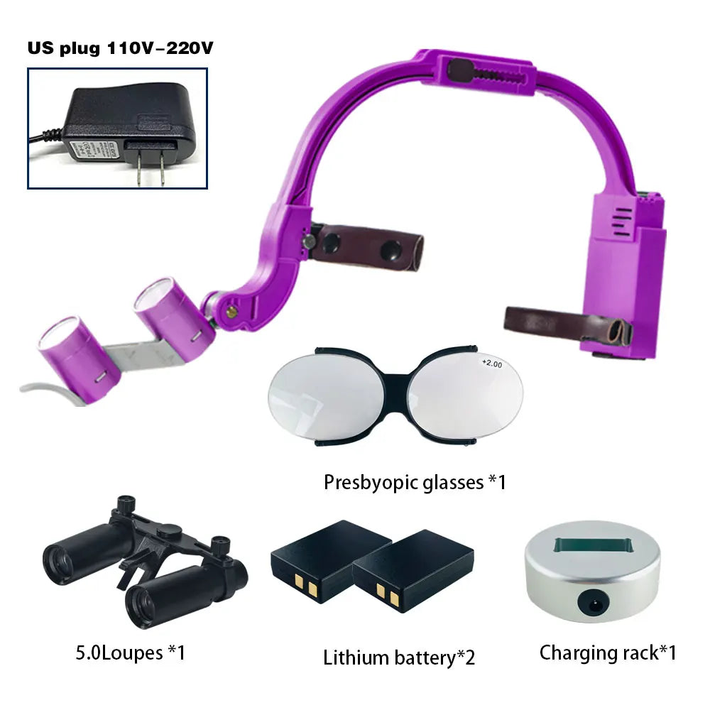 Dental 2.5X 3.5X Loupe Magnification Binocular Surgery Surgical Magnifier with Headlight LED Light Dentist Medical Loupes Lamp