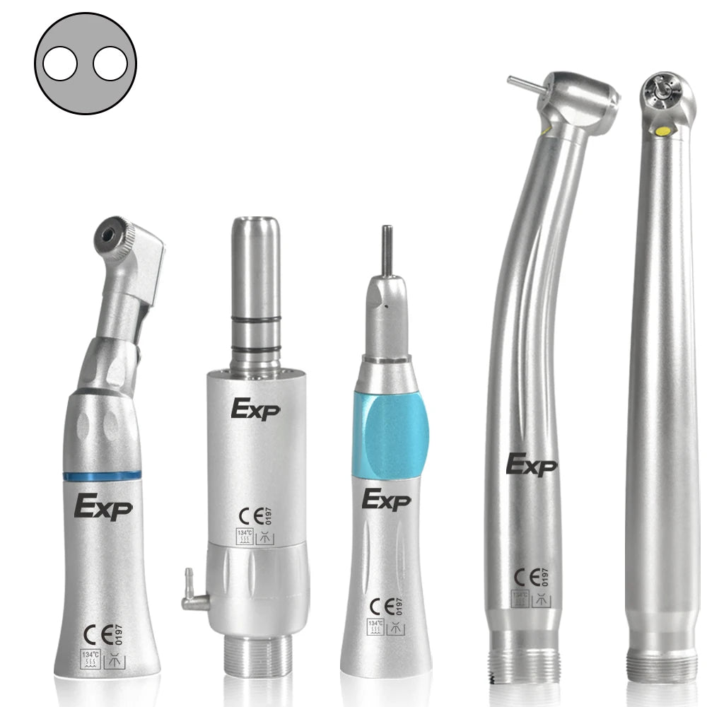 Dental LED Handpiece Kit Student Set with Light High Speed & External Waterway Low Speed Dental Tools Air Turbine 24 Hole