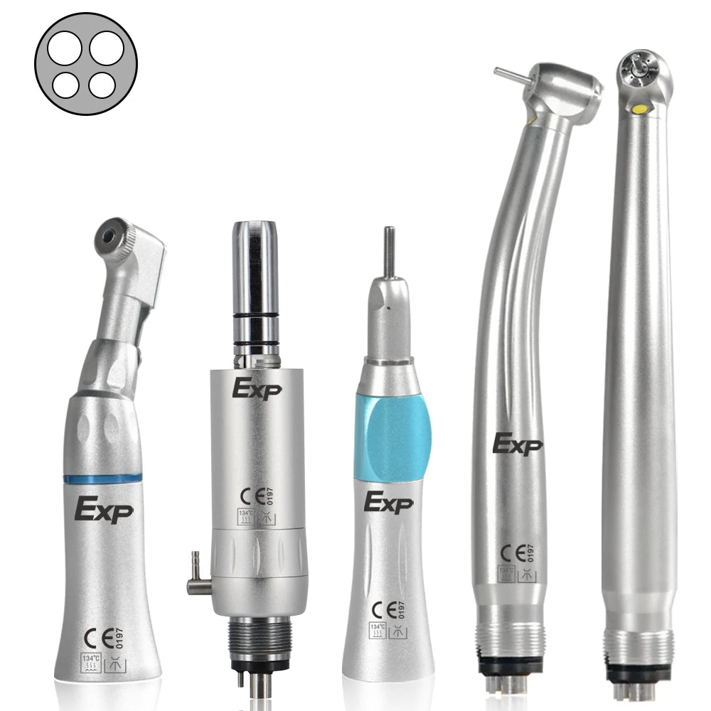 Dental LED Handpiece Kit Student Set with Light High Speed & External Waterway Low Speed Dental Tools Air Turbine 24 Hole