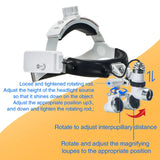 EXP Dental Magnifier Binocular Magnifier Focusing Headlight 2.5X 3.5X Adjustable Interpupillary Distance Optical Surgical Type