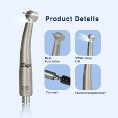 EXP Titanium Alloy Self-generator Dental LED Handpiece Standard and Torque Air Turbine Ceramic Bearing QD Coupler Dentist Tool