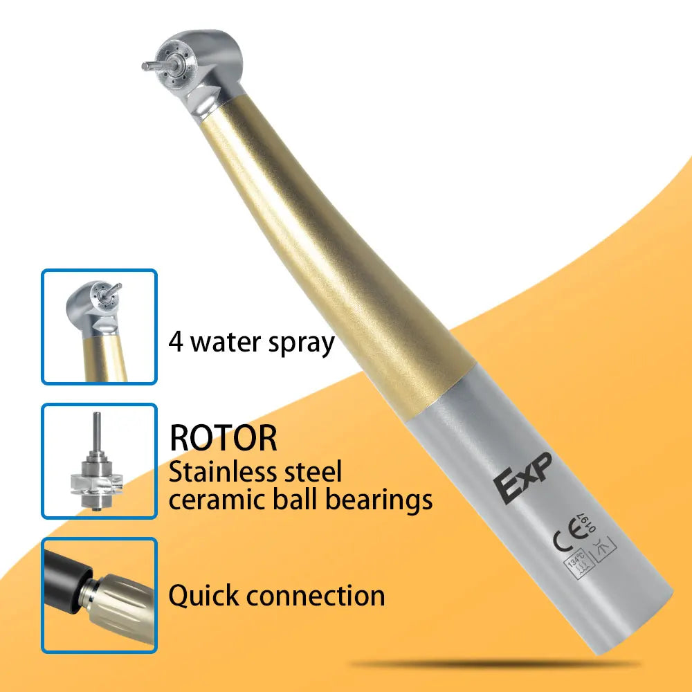 Exp Dental Fiber Optic Handpiece Torque Head Air Turbine Ceramic Bearing Dentist Tool Compatible with KaVo 2/4/6 Hole Connectors