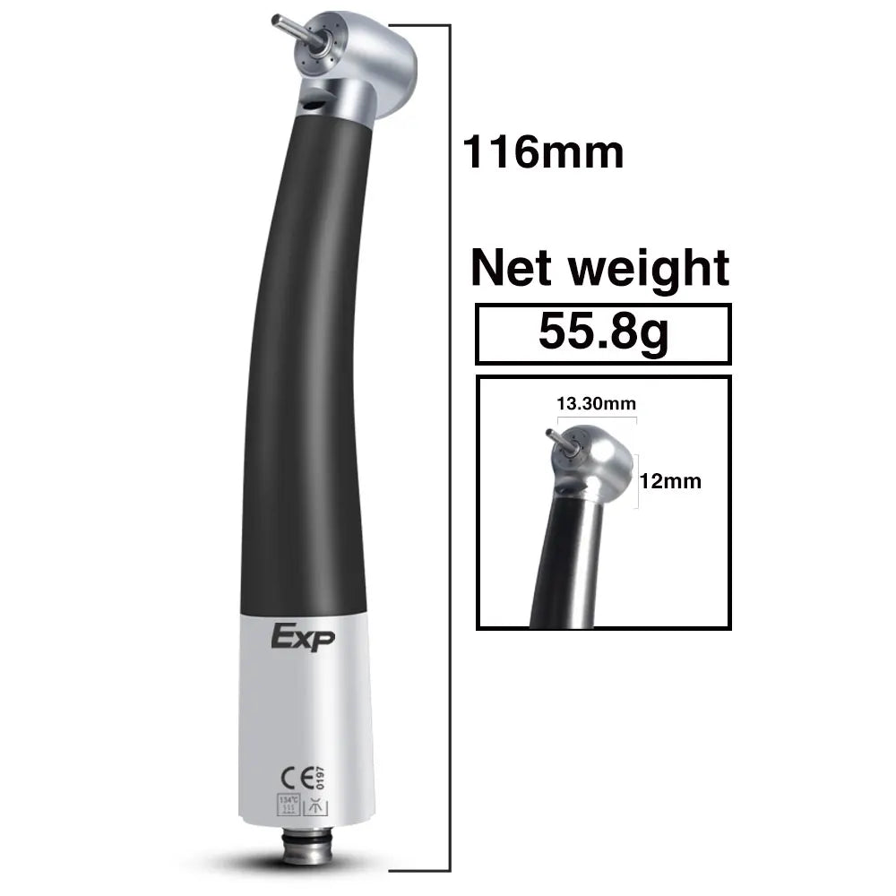 Exp Dental Fiber Optic Handpiece Torque Head Air Turbine Ceramic Bearing Dentist Tool Compatible with NSK 2/4 Hole Connectors