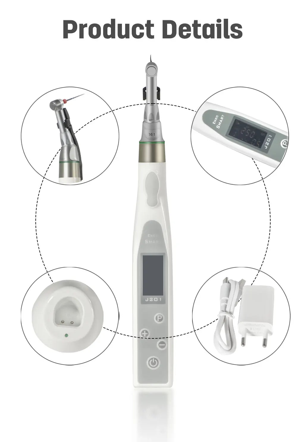Exp Endo Dental Smart Wireless Endo Motor With LED Lamp 16:1 Standard Contra Angle Handpiece Endodontic Root Canal Treatment