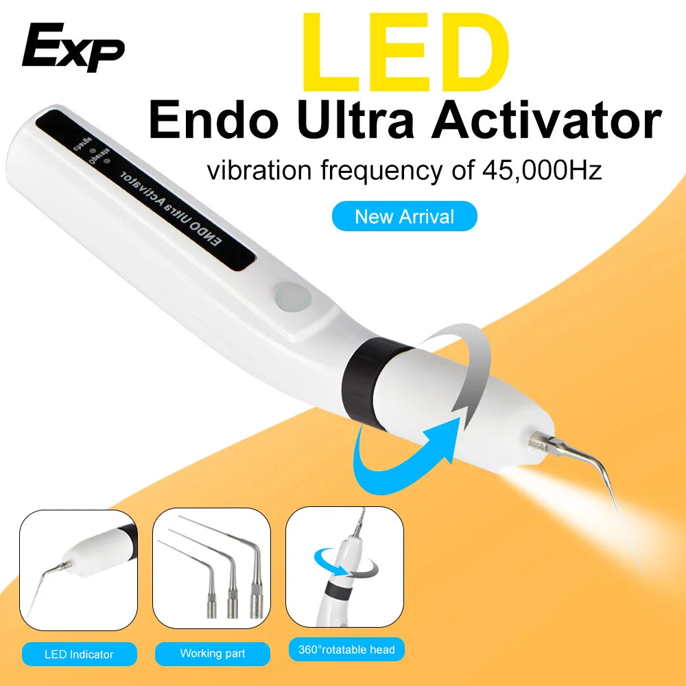 Exp LED Dental Wireless Ultrasonic Activator Endo Ultra Activator Ultrasonic Washing Tooth with 6 Tips Dentistry Tools