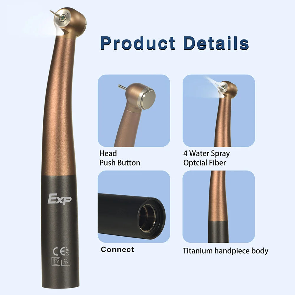 Exp Titanium Alloy Dental Handpiece Optical Fiber Torque Head Air Turbine Ceramic Bearing KaVo 2/4/6 Hole Connector Dentist Tool