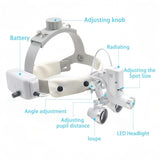 LED Dental LED Light Lamp Binocular Loupes Brightness Spot Adjustable Dental Lab 5W Headlamp for Surgical Headlight 2.5X 3.5X
