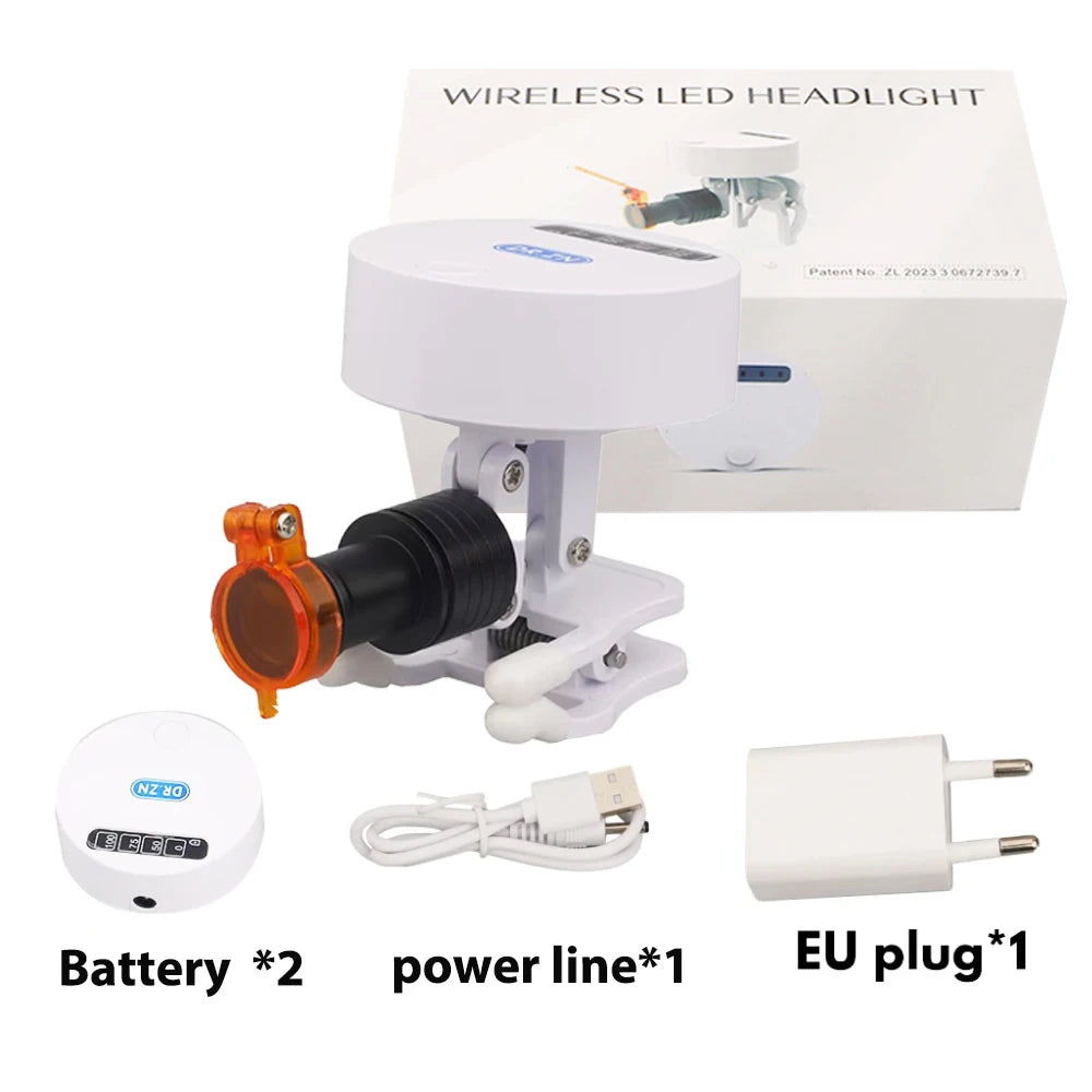 5W Wireless LED HeadLight With Rechargeable Two Batteries Adjustable Light For Dental Loupes Lab Medical MAgnifier Binocular
