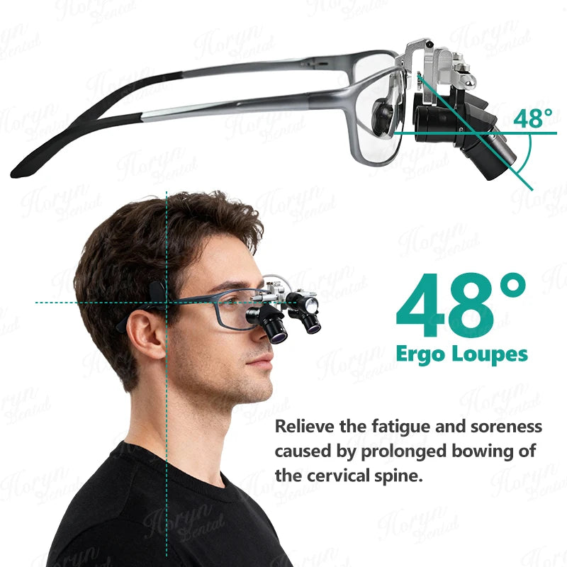Dental 48 ° Ergo Loupes 4X 5X 6X Distance Surgical Magnifying Glasses Dentistry Loupe Prevent Lowering The Head