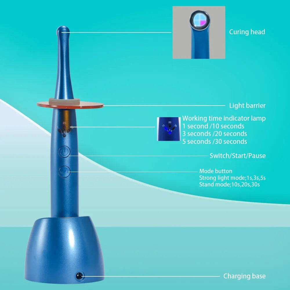 Dental LED Curing Light Rechargeable Wireless  Composite Resin Curing Device Fast Curing Lamp for Dentistry