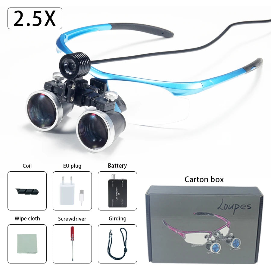 2.5x420mm Dental Loupes Dental Lab Medical Loupes Dental Magnifier Dentists Black