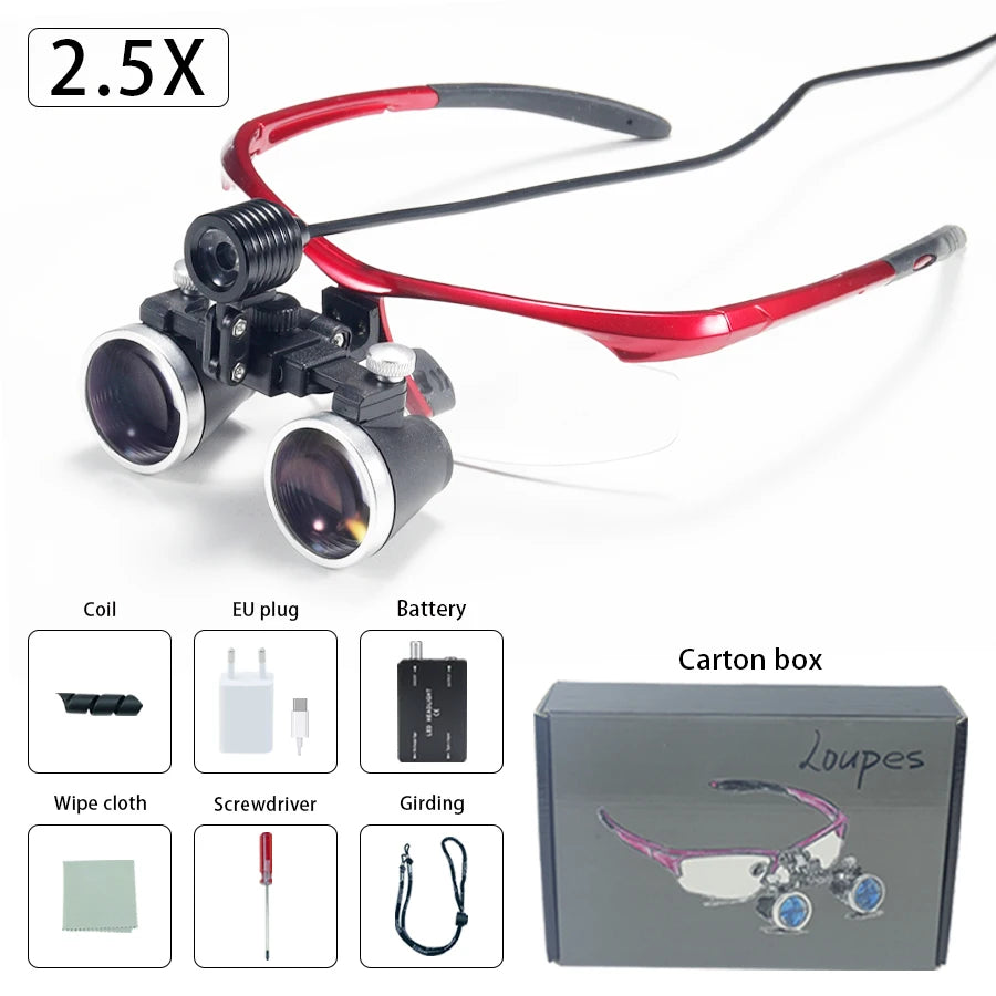 2.5x420mm Dental Loupes Dental Lab Medical Loupes Dental Magnifier Dentists Black