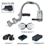 Dental 2.5X 3.5X Loupe Magnification Binocular Surgery Surgical Magnifier with Headlight LED Light Dentist Medical Loupes Lamp