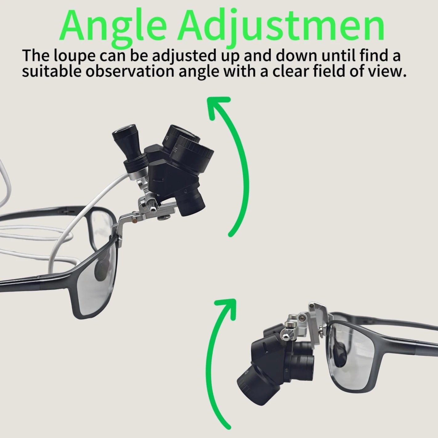 Ergo Loupes 5X Dental 48 °Working Distance 350-550mm Surgical Head Mounted Loupes, 5W LED Headlamp Adjustable PD Optical Loupes