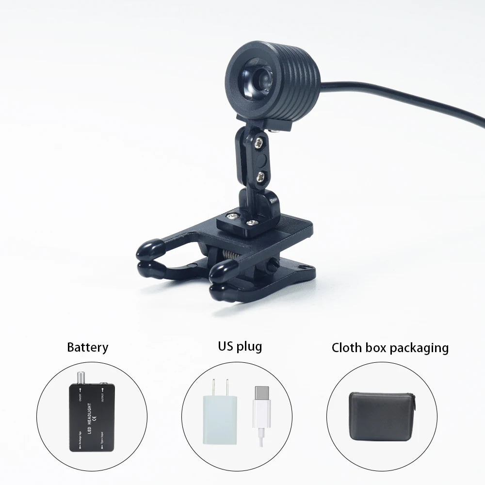 Dental Loupes Surgical Headlight 3W Clip Lamp with Aluminum Casing 110-220V Universal Lighting for Laboratory Use