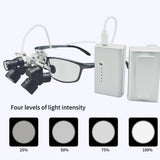 Ergo Loupes 5X Dental 48 °Working Distance 350-550mm Surgical Head Mounted Loupes, 5W LED Headlamp Adjustable PD Optical Loupes