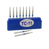 10pcs/Box Dental Diamond Burs Drill Dia-burs for High Speed Handpiece Polishing Tools TC-11F TC-11