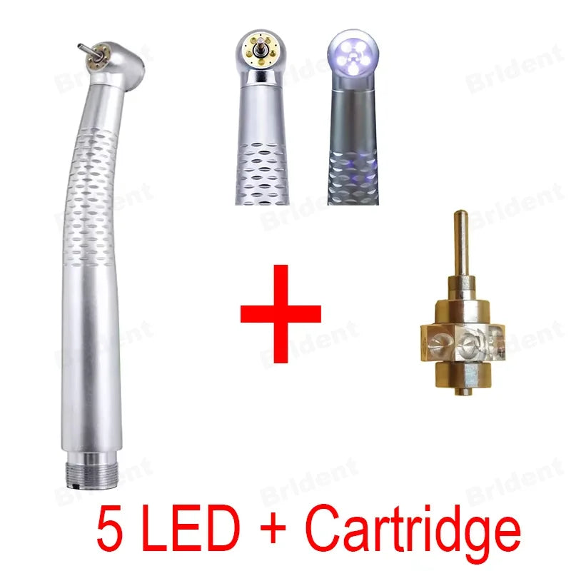 Dental High Speed 5 LED Handpiece Dentist Tips E-Generator Air Turbine B2 M4 Push Button 5 Water Spray Ceramic Rotor Tools