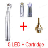 Dental High Speed 5 LED Handpiece Dentist Tips E-Generator Air Turbine B2 M4 Push Button 5 Water Spray Ceramic Rotor Tools