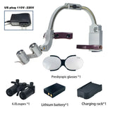 Dental 2.5X 3.5X Loupe Magnification Binocular Surgery Surgical Magnifier with Headlight LED Light Dentist Medical Loupes Lamp